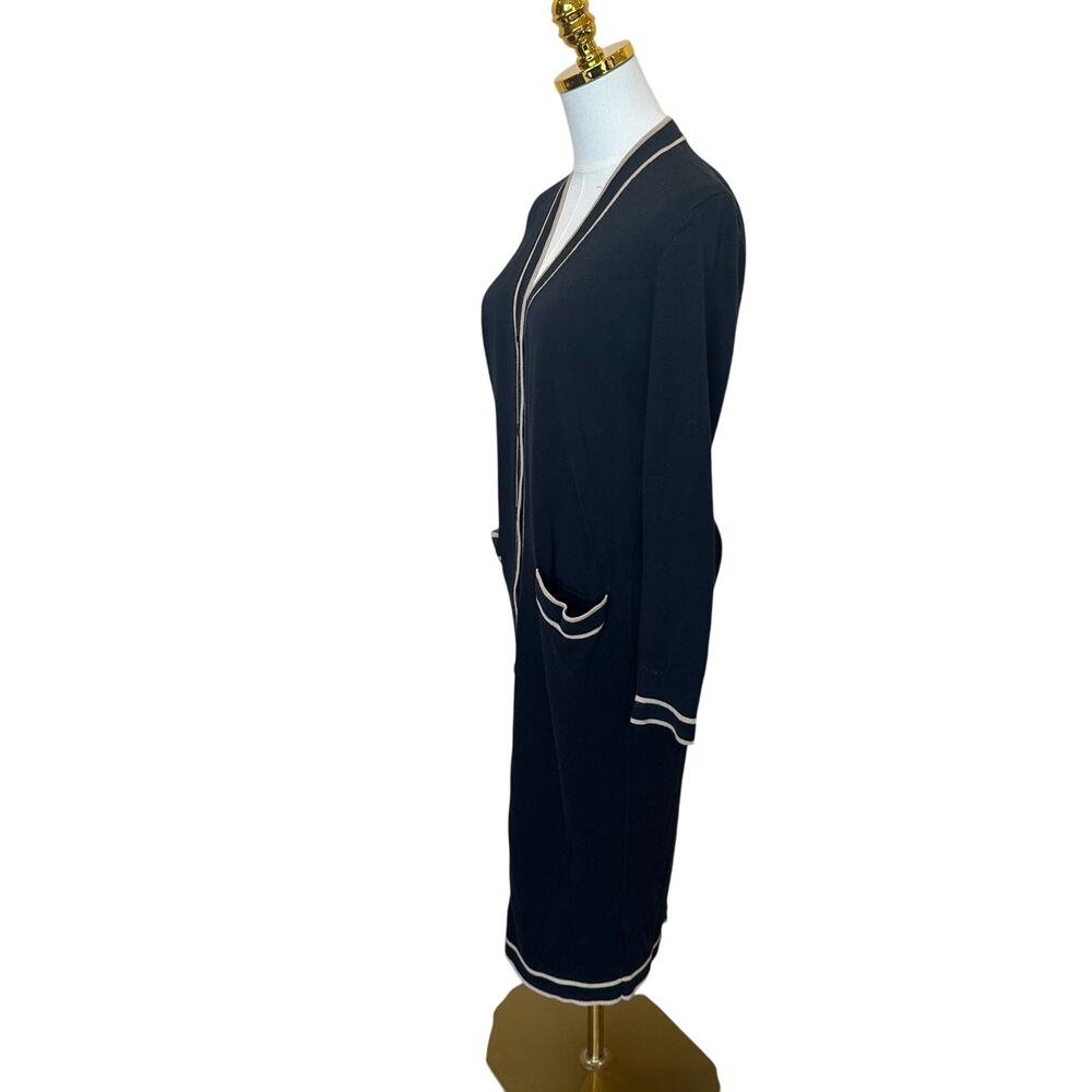 Ralph Lauren Black Long Duster Cardigan Sweater SMALL Prep Cotton Designer $245 - Picture 7 of 9